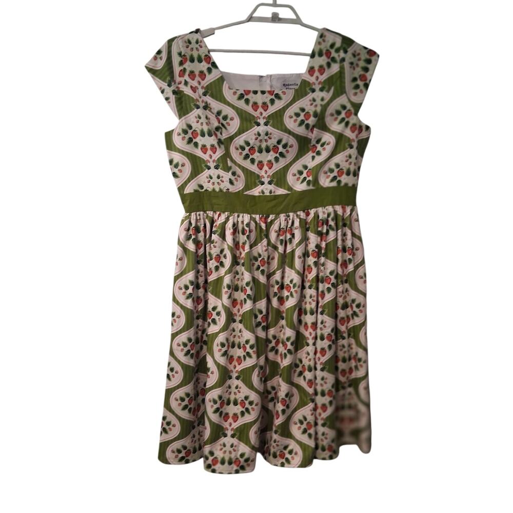 Magnolia Place nwt dress wmns XL 14 16 Anna strawberry wallpaper swing pockets